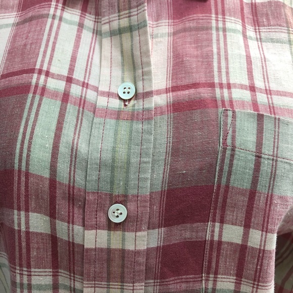 Valerie Stevens Plaid Linen Button Up Blouse/Tunic - Picture 4 of 12